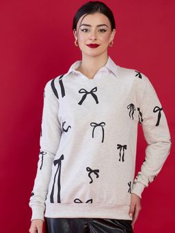 Uptownie - Women Grey Printed Full Sleeves Sweatshirt