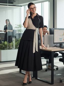 Uptownie - Cotton Waist Tie-Up Black Shirt