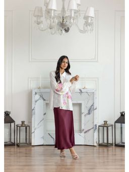 Dareiss - White Elysia Parsi Hand Embroidered French Lace Jacquard Crepe Shirt