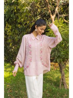 Dareiss - Pink Iris French Lace Satin Shirt