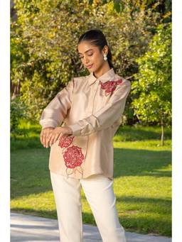Dareiss - Ivory Rose French Lace Dupion Silk Shirt
