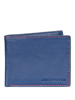 Justanned - Mens Leather Contrast Red Stitch Wallet