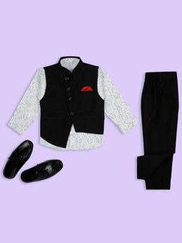 Kids Island - Boys Black Shirt and Pant with Waistcoat (Set of 3)