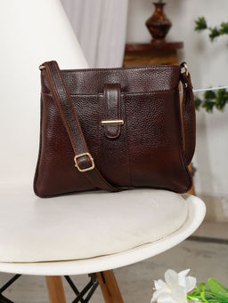 Teakwood - Womens Solid Brown Sling Bag