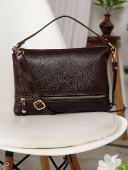 Teakwood - Womens Solid Brown Sling Bag