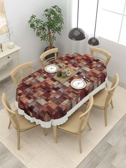 The Home Story - Oval Dining Table Cover Brown 6 Seater