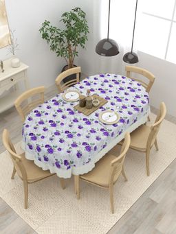 The Home Story - Oval Dining Table Cover Purple 6 Seater
