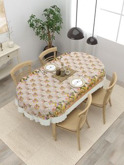 The Home Story - Oval Dining Table Cover Peach 4 Seater