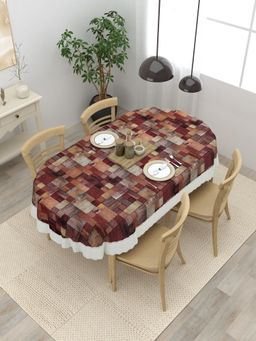 The Home Story - Oval Dining Table Cover Brown 4 Seater
