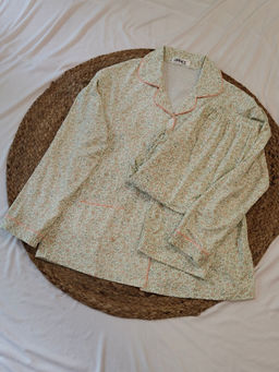 Addery - Green Plus Size Floral Shirt & Pyjama (Set of 2)