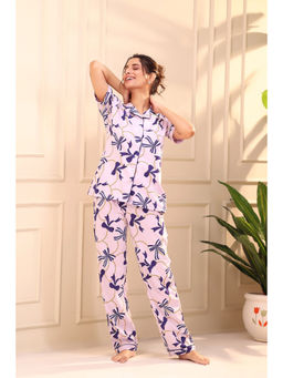 NAP STORY - Lavender Bow Printed Half Sleeve Shirt & Pyjama (Set of 2)