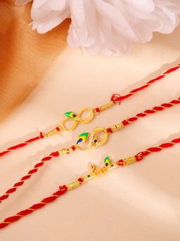 GIVA - 925 Silver Golden Mor Rakhi (Pack Of 3)