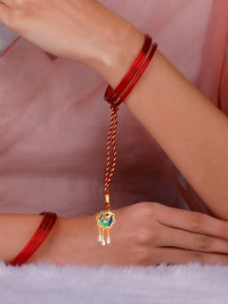 GIVA - 925 Silver Golden Mor Bandhan Lumba Rakhi