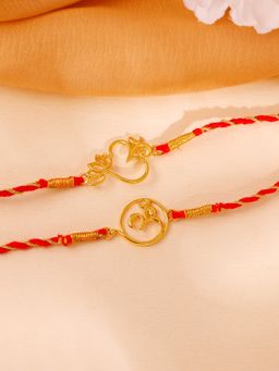 GIVA - 925 Silver Golden Sacred Bloom Rakhi (Pack Of 2)
