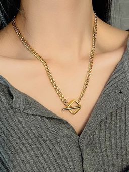 Designs & You - Gold Plated Stainless Steel Anti Tarnish Geometric Necklace For Women