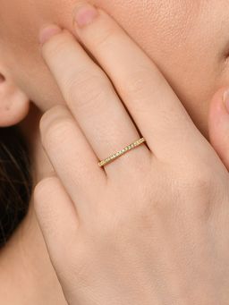 Accessorize London - Women Gold-Plated Stainless Steel Sparkle Band Ring Gold White