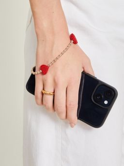 Accessorize London - Women Red Beaded Heart Phone Charm
