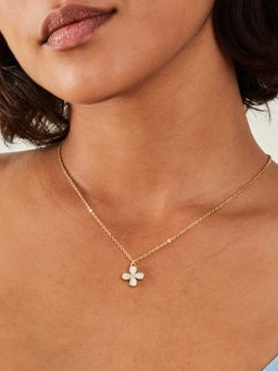 Accessorize London - Women 14k Real Gold Plated Pendant Necklace White