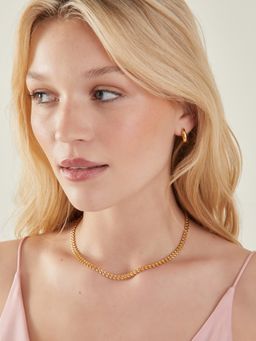Accessorize London - Women 14k Real Gold Plated Leaf Chain Necklace