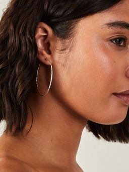 Accessorize London - Women Sterling Silver-Plated Large Diamond Cut Hoop Earrings