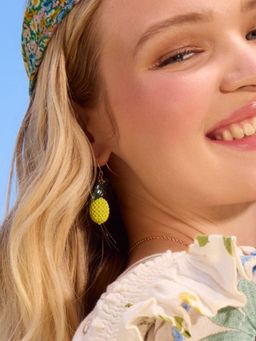 Accessorize London - Women Lemon Beaded Drop Earrings Yellow