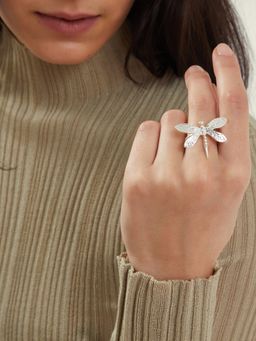 Accessorize London - Women Silver Dragonfly Ring
