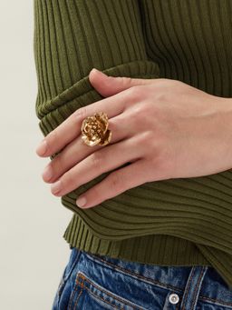 Accessorize London - Women Gold Statement Flower Ring