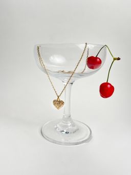 Accessorize London - Women Gold Boxed Pave Heart Pendant Necklace White