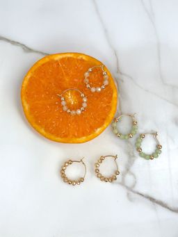 Accessorize London - Women Multi-Color Mini Beaded Hoop Earrings Pack of 3