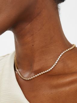 Accessorize London - Women 14k Real Gold Plated Sparkle Tennis Necklace White