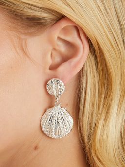Accessorize London - Women Silver Seashell Drop Earrings
