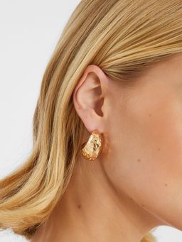 Accessorize London - Women Gold Hammered Crescent Hoop Earrings