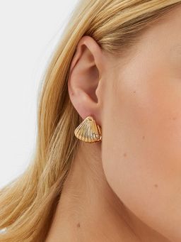 Accessorize London - Women Gold Shell Huggie Hoop Earrings