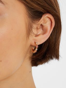 Accessorize London - Women Mini Gemstone Hoop Earrings Pink
