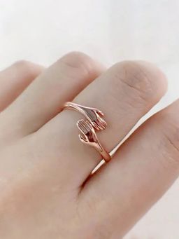 Jewels Galaxy - Rose Gold Plated Adjustable Hug Ring For Women