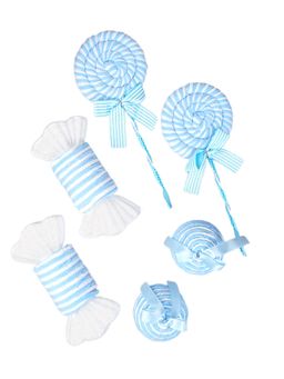 Little Surprise Box - 6Pcs Pastel Blue Double Candyland Themed Christmas Tree Ornaments