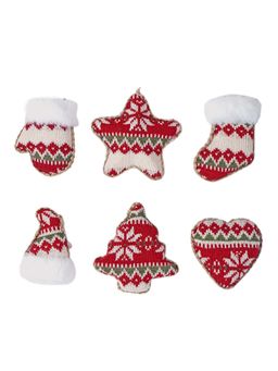 Little Surprise Box - 6Pcs Red Knitted Snowflakes Themed Christmas Tree Ornaments