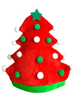 Little Surprise Box - ,3D Red Pompom Christmas Tree Shaped Velvet Plush Christmas Party Hat