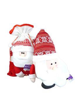 Little Surprise Box - 2 Pcs Set Of Santa Pillow and Jute Gift Sack For Christmas Decor