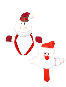 Little Surprise Box - 2Pcs 3D Santa Christmas Hairband and Snowman Wrist Band Combo Set