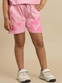Kidsville - Official Barbie Printed Regular Fit Shorts For Girls - Pink