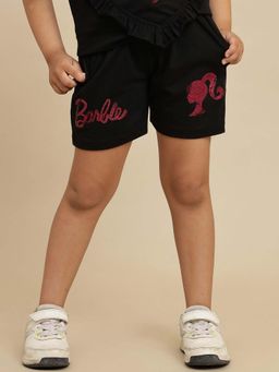 Kidsville - Official Barbie Printed Regular Fit Shorts For Girls - Black