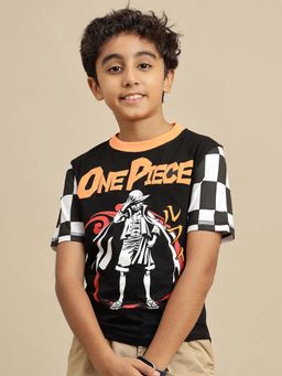 Kidsville - Official One Piece Luffy Anime Printed Regular Fit T-Shirt for Boys
