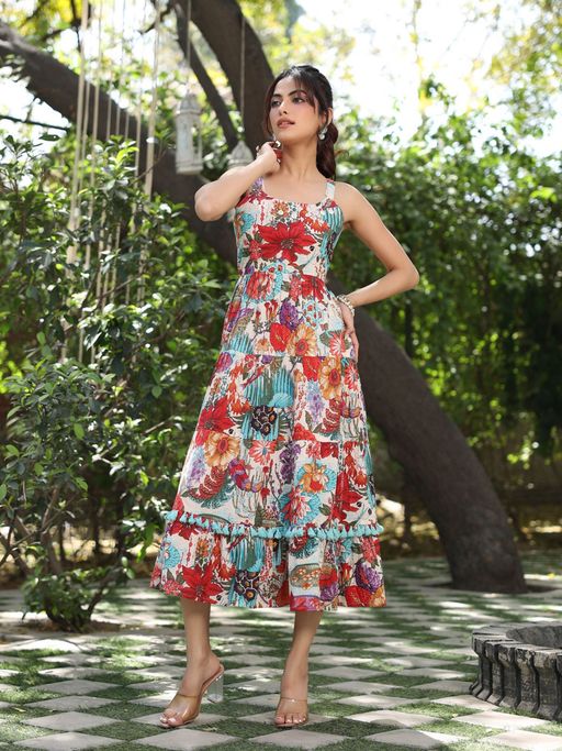 cotton ethnic dress for women dress for women Women's Mustard Cotton Ethnic Dress Trendia