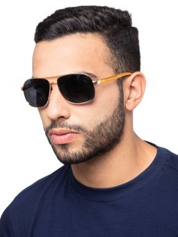 Intellilens - Unisex Aviator UV Protected Sunglasses Gold & Black (65-14-140)