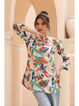 Rain & Rainbow - Floral Print Cotton Top