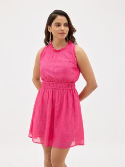 Virgio - Ruby Chic High-Neck Viscose Dress