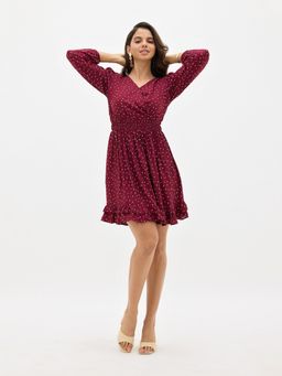 Virgio - Yasmin Flowy Viscose Polka Dress With Blouson Sleeves