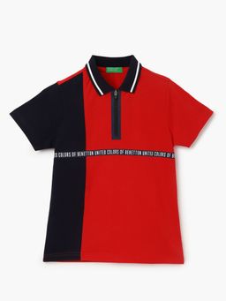 United Colors of Benetton - Regular Fit Polo Neck Colorblock T-Shirt