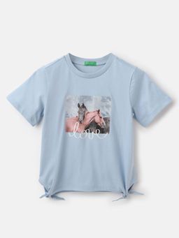 United Colors of Benetton - Regular Fit Round Neck Graphic Print Top